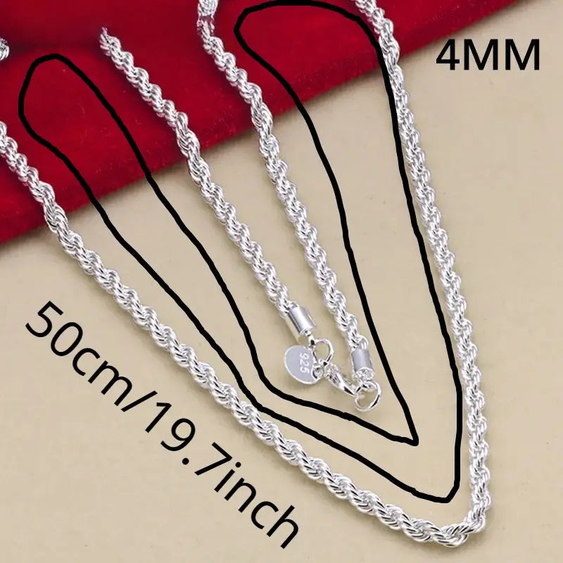 50 cm Halskette, S925 Plattierte Kupferdrehkette, Modischer Schmuck Ideale Wahl Als Geschenk