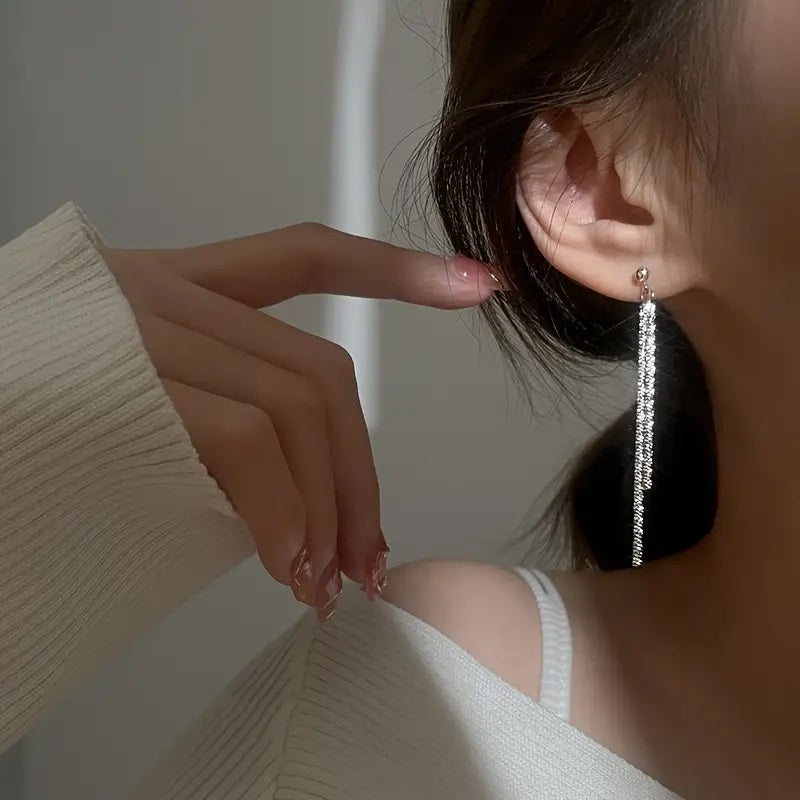 Ohrringe, Sterling 925 Silber Kettenförmig, Elegant Einfacher Stil Zarte Weibliche Geschenk