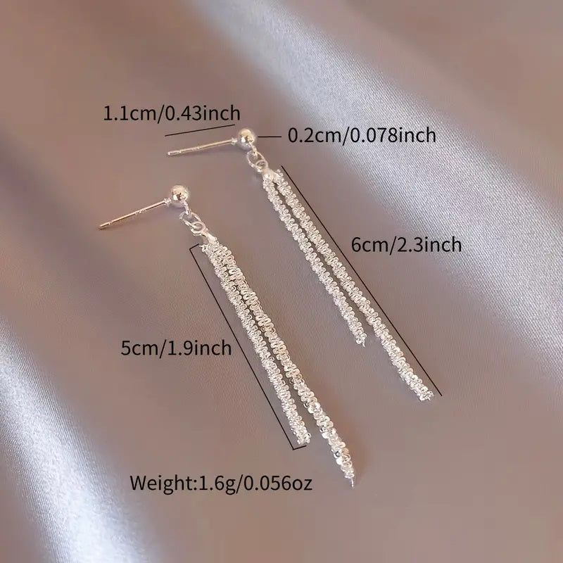 Ohrringe, Sterling 925 Silber Kettenförmig, Elegant Einfacher Stil Zarte Weibliche Geschenk