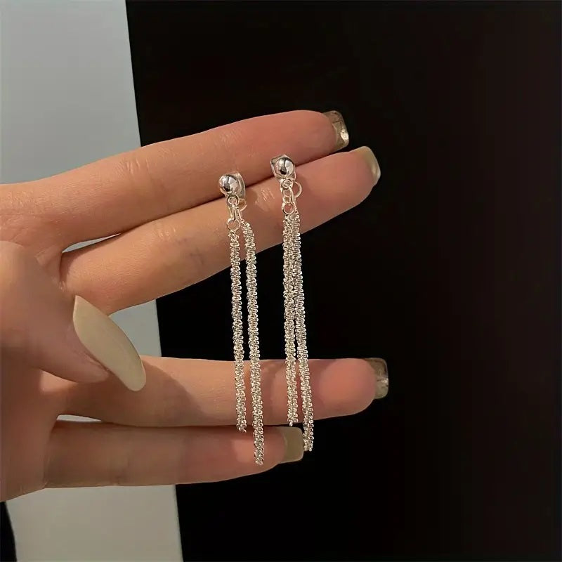 Ohrringe, Sterling 925 Silber Kettenförmig, Elegant Einfacher Stil Zarte Weibliche Geschenk