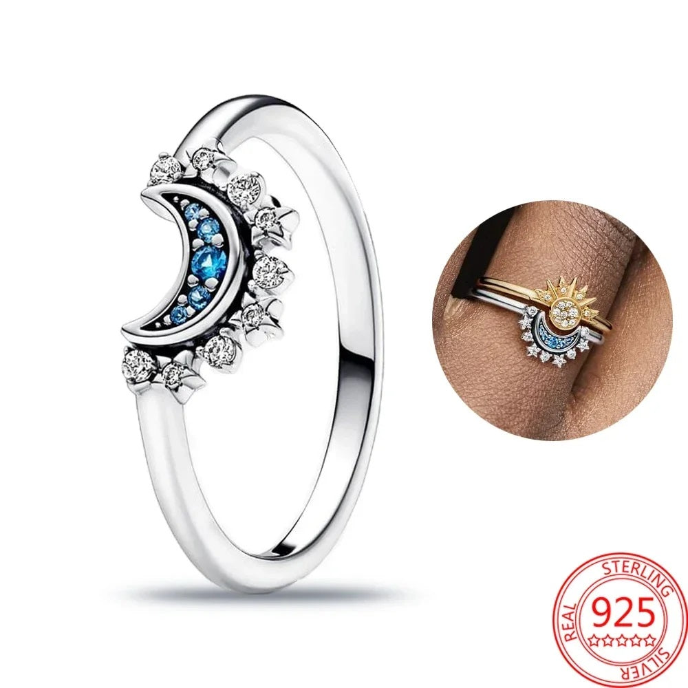 Kombi-Ring für Damen, 925er-Silber-Design, originelle Zirkon-Ringe, Festival-Schmuck, Geschenk