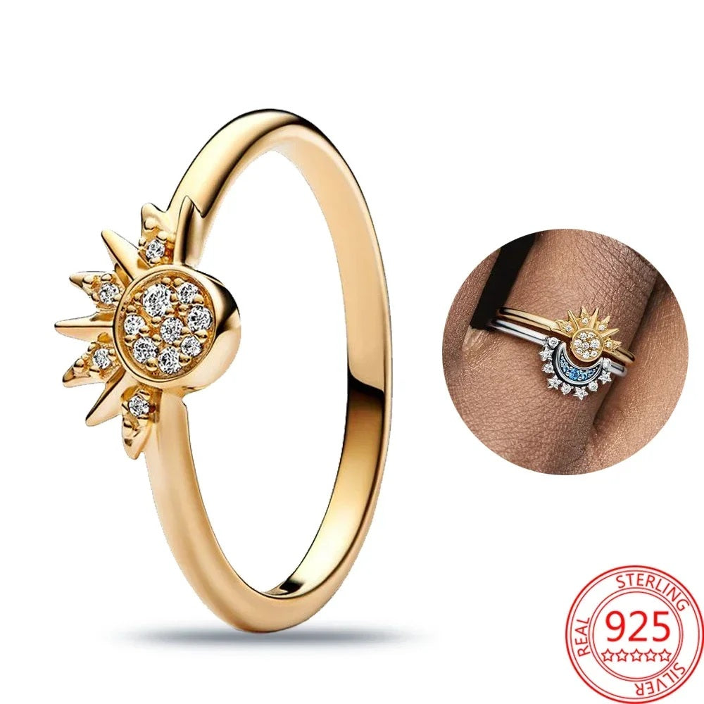 Kombi-Ring für Damen, 925er-Silber-Design, originelle Zirkon-Ringe, Festival-Schmuck, Geschenk