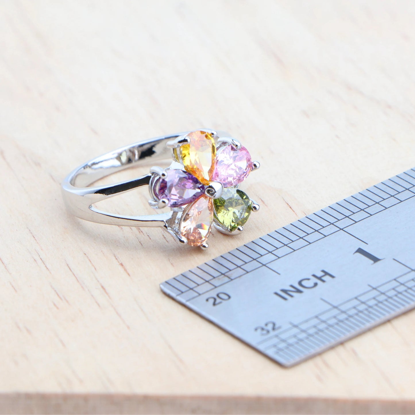Schmuck-Set aus 925er-Sterlingsilber, bunte Zirkonia-Ohrringe, Ringe, Anhänger-Halskette, Armband für Damen, Hochzeitsset, Schmuck