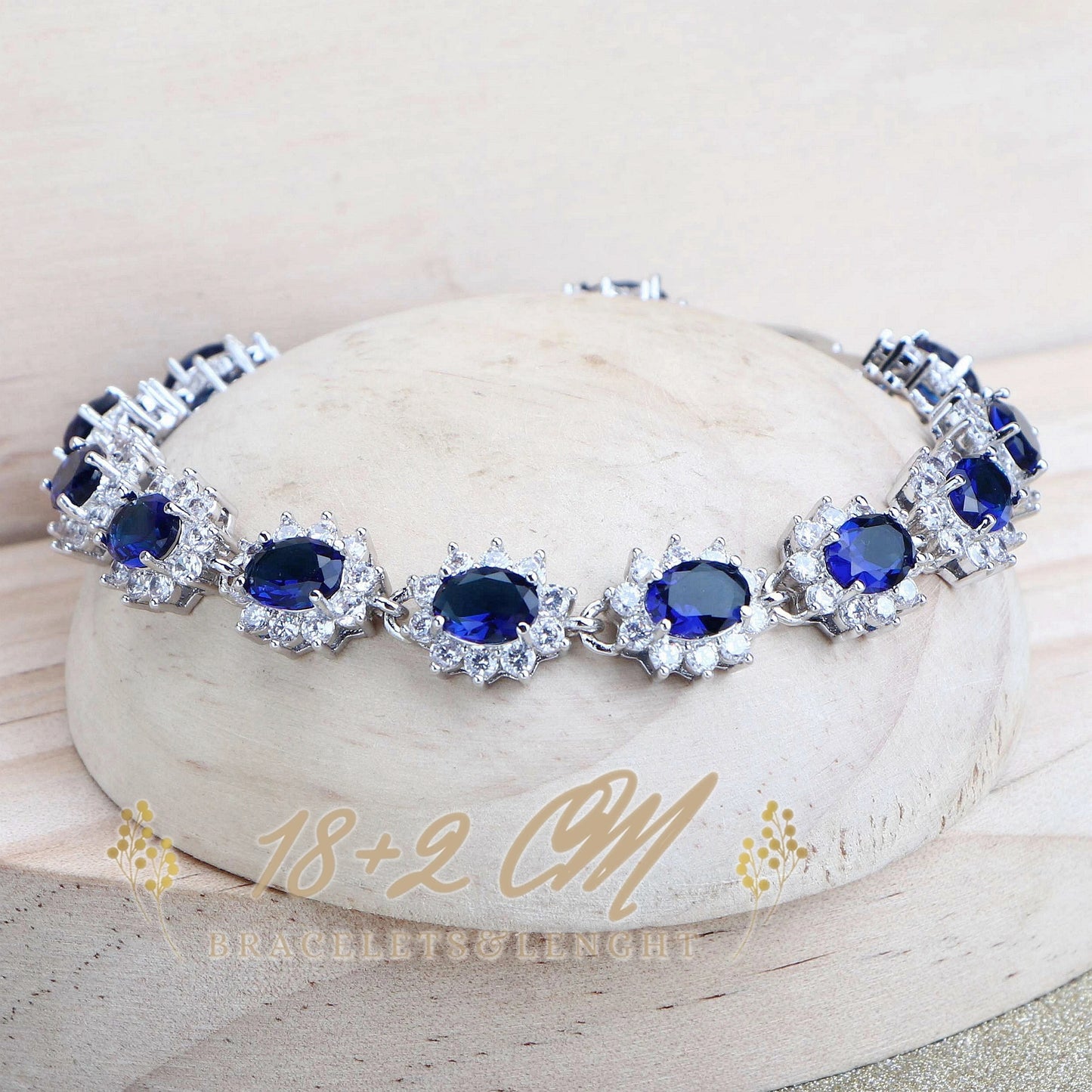 Schmuck-Set aus 925er-Sterlingsilber, Blau Zirkonia-Ohrringe, Ringe, Anhänger-Halskette, Armband für Damen, Hochzeits-Set, Schmuck
