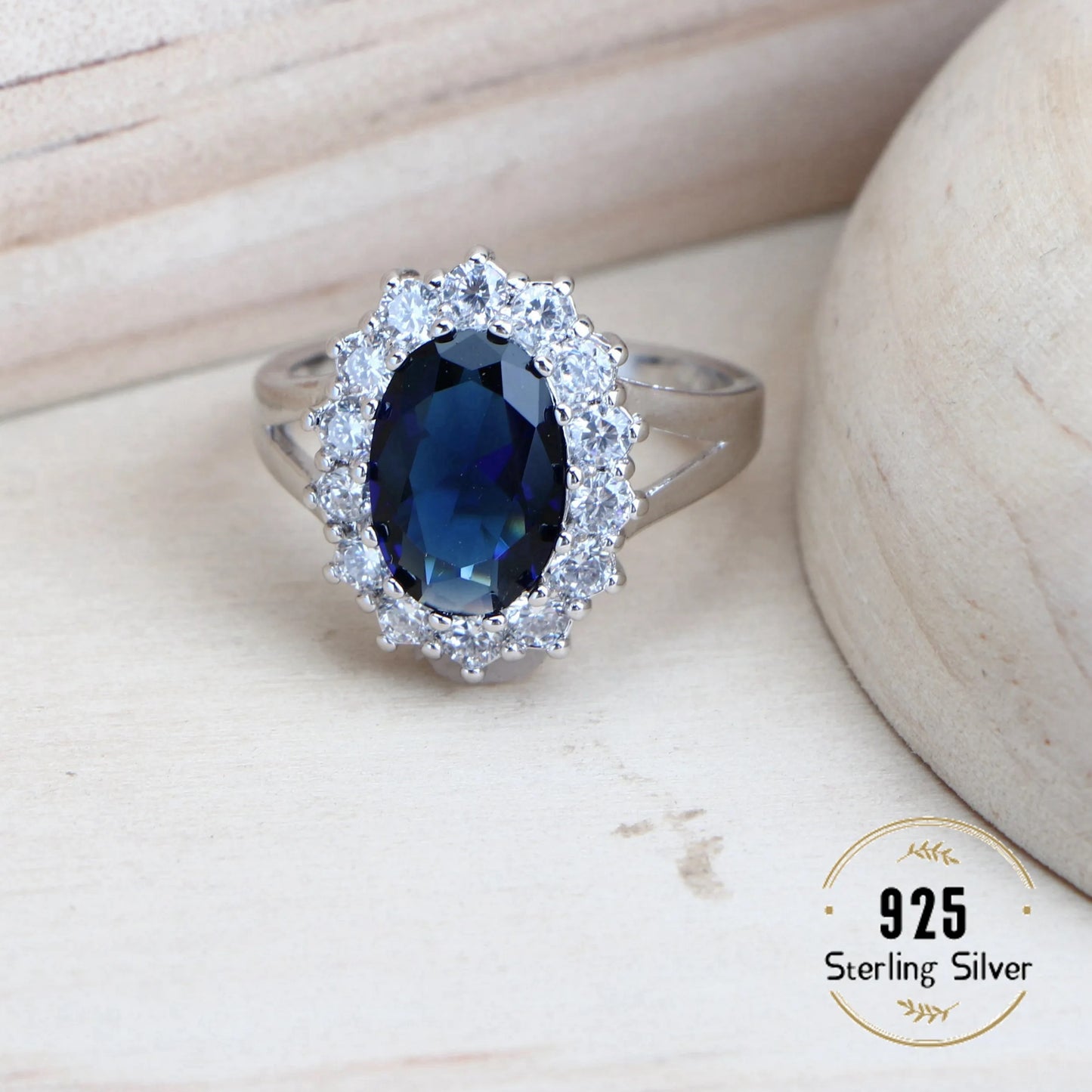 Schmuck-Set aus 925er-Sterlingsilber, Blau Zirkonia-Ohrringe, Ringe, Anhänger-Halskette, Armband für Damen, Hochzeits-Set, Schmuck