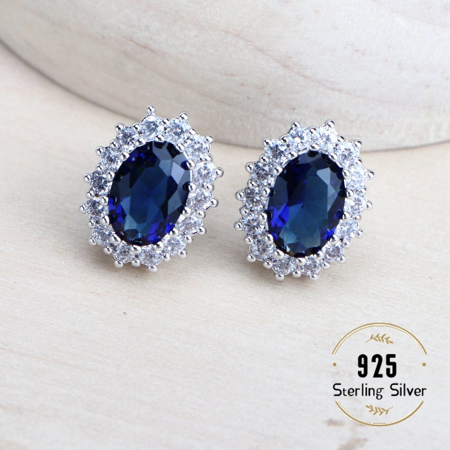 Schmuck-Set aus 925er-Sterlingsilber, Blau Zirkonia-Ohrringe, Ringe, Anhänger-Halskette, Armband für Damen, Hochzeits-Set, Schmuck