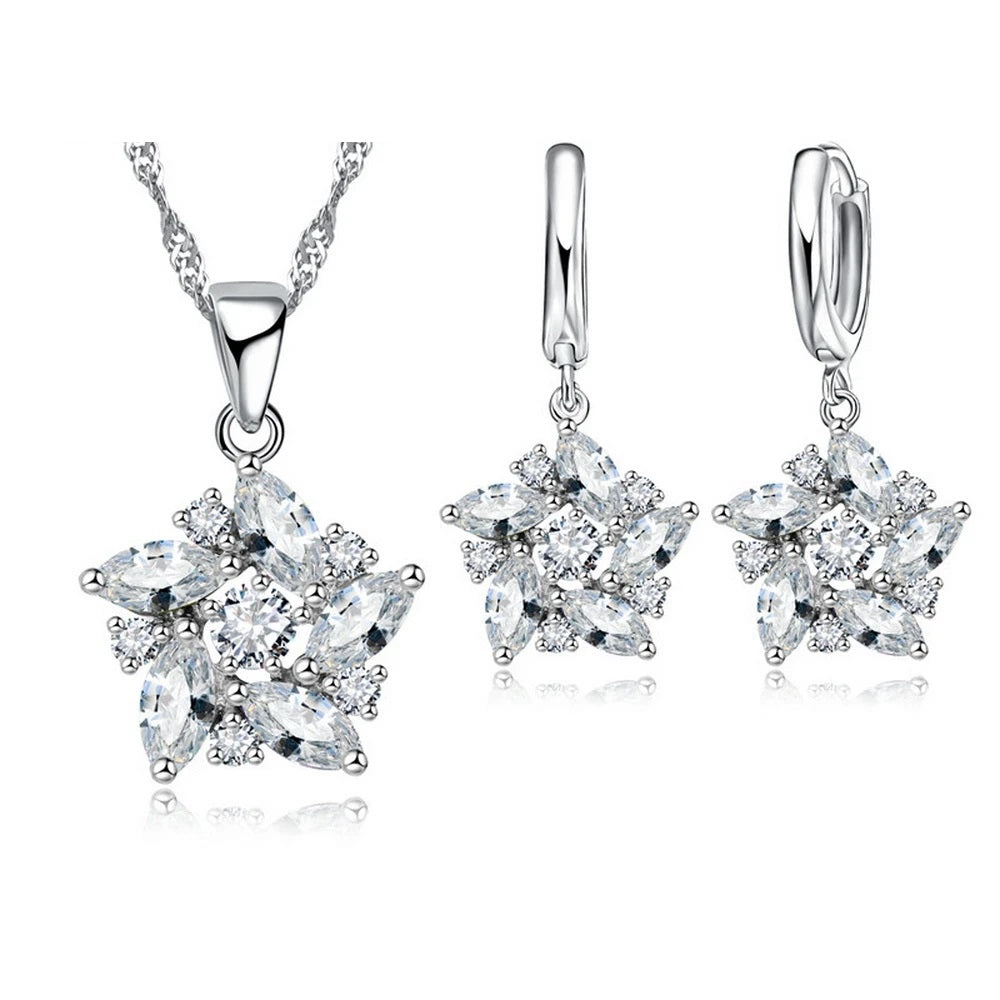 Schmuck-Set aus 925er Sterlingsilber, Anhänger/ Halskette, Ohrringe, romantischer Ethno-Stil, Windmühlenform