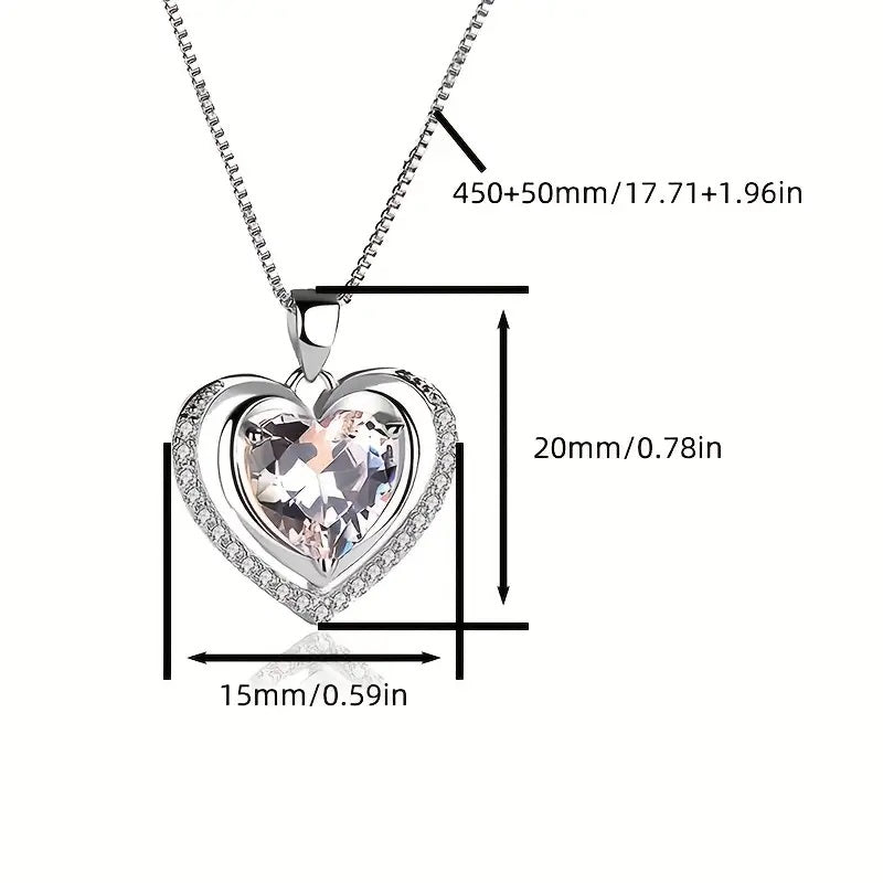 Herz Anhänger, Halskette - 925 Sterling Silver Zirkon