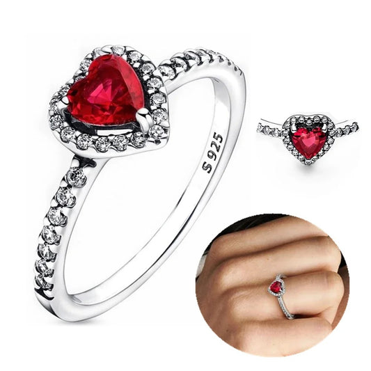 Herz-Ring aus 925er-Sterlingsilber, funkelnder Ring für Damen, 925er-Silber-Design, originelle Zirkon-Ringe, Festival-Schmuck, Geschenk