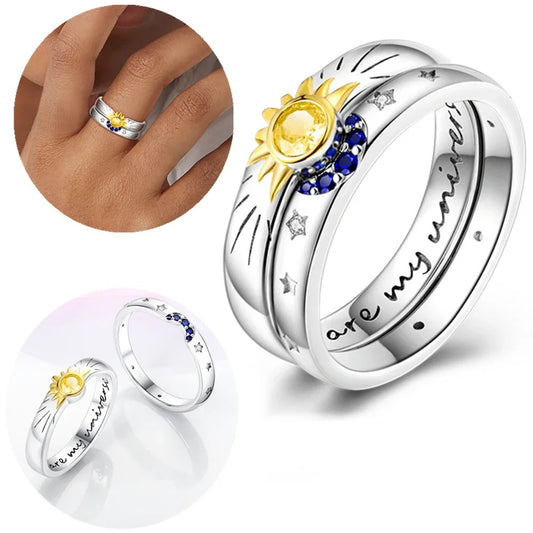 Kombi-Ring für Damen, 925er-Silber-Design, originelle Zirkon-Ringe, Festival-Schmuck, Geschenk