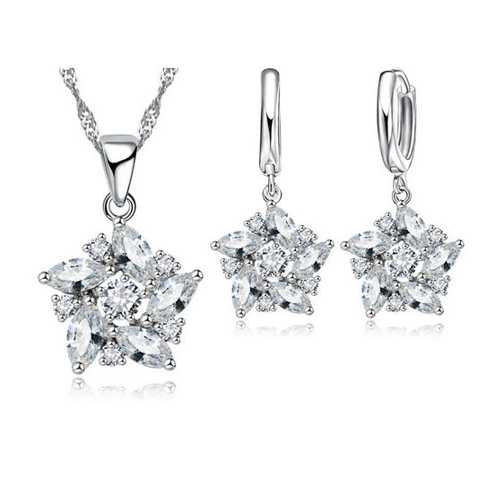Schmuck-Set aus 925er Sterlingsilber, Anhänger/ Halskette, Ohrringe, romantischer Ethno-Stil, Windmühlenform
