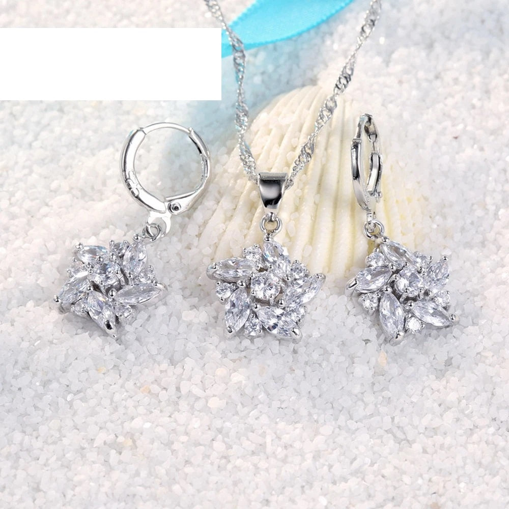 Schmuck-Set aus 925er Sterlingsilber, Anhänger/ Halskette, Ohrringe, romantischer Ethno-Stil, Windmühlenform